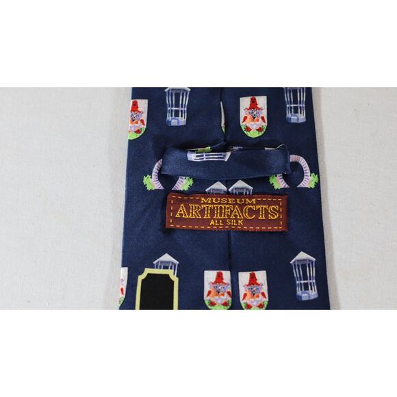 Museum Artifacts All Silk Mens Neck Tie Bermuda Style #2 Navy Multicolor - Picture 6 of 6